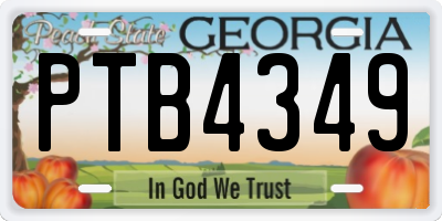GA license plate PTB4349