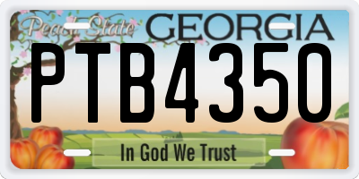 GA license plate PTB4350