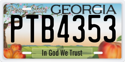 GA license plate PTB4353
