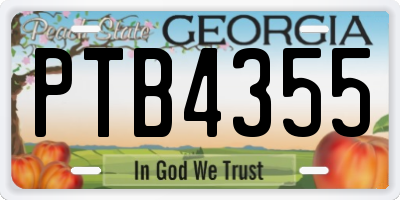 GA license plate PTB4355