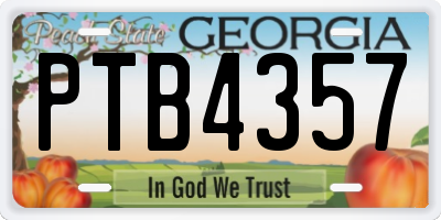 GA license plate PTB4357