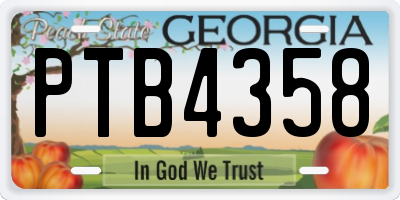 GA license plate PTB4358