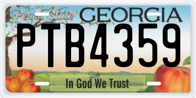 GA license plate PTB4359
