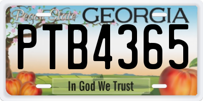 GA license plate PTB4365