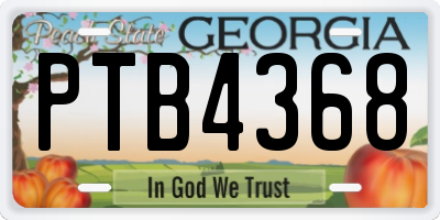 GA license plate PTB4368