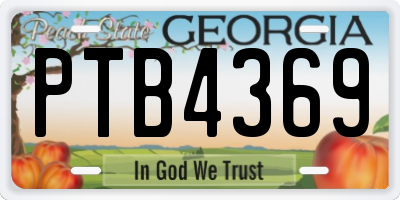 GA license plate PTB4369