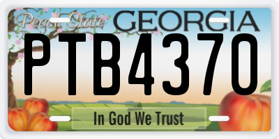 GA license plate PTB4370