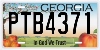 GA license plate PTB4371