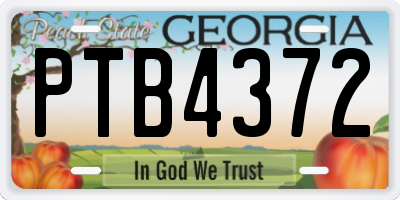 GA license plate PTB4372