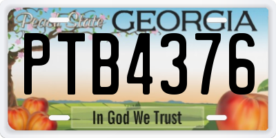 GA license plate PTB4376