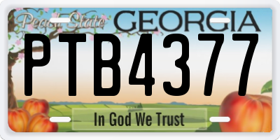 GA license plate PTB4377
