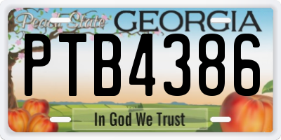 GA license plate PTB4386