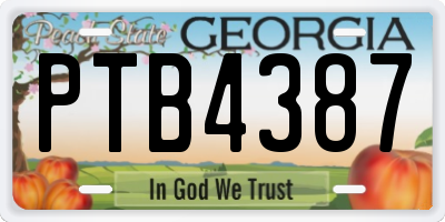 GA license plate PTB4387
