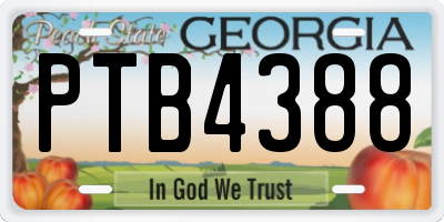 GA license plate PTB4388