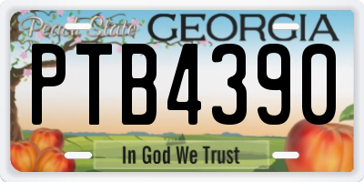 GA license plate PTB4390