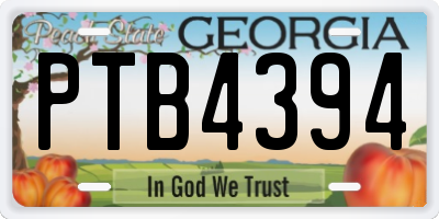 GA license plate PTB4394