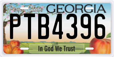 GA license plate PTB4396