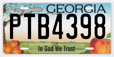 GA license plate PTB4398