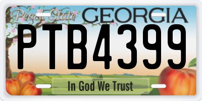 GA license plate PTB4399