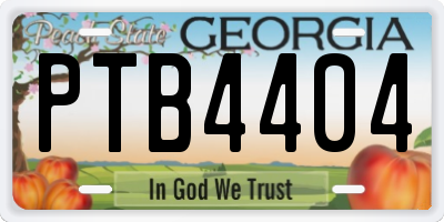 GA license plate PTB4404