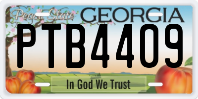 GA license plate PTB4409