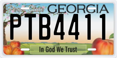 GA license plate PTB4411