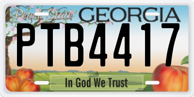 GA license plate PTB4417