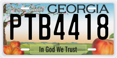 GA license plate PTB4418
