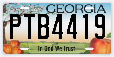 GA license plate PTB4419