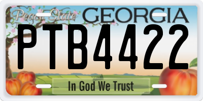 GA license plate PTB4422