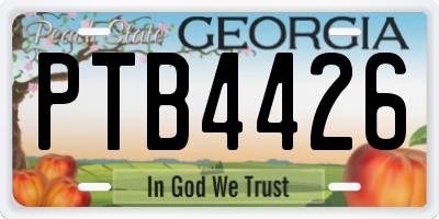 GA license plate PTB4426
