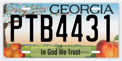 GA license plate PTB4431