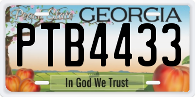 GA license plate PTB4433