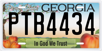 GA license plate PTB4434