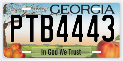GA license plate PTB4443