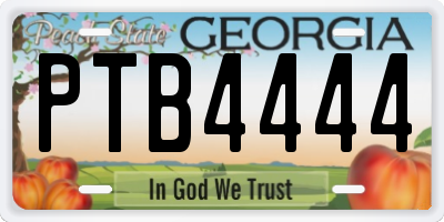 GA license plate PTB4444