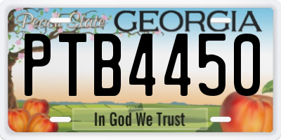 GA license plate PTB4450
