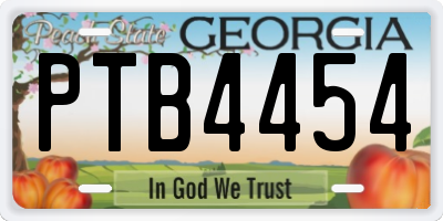GA license plate PTB4454