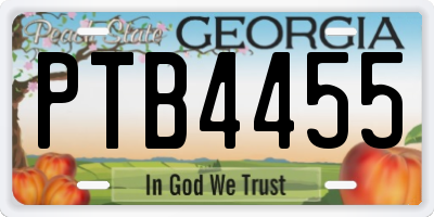 GA license plate PTB4455