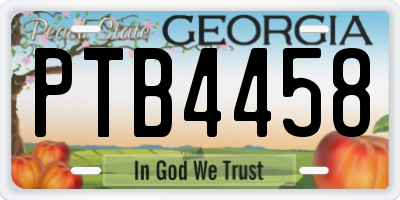 GA license plate PTB4458
