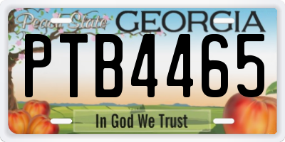 GA license plate PTB4465