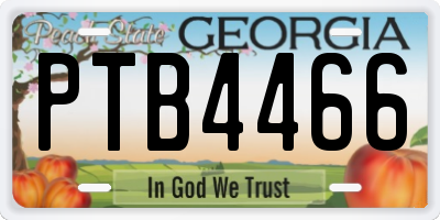 GA license plate PTB4466