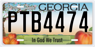 GA license plate PTB4474