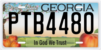 GA license plate PTB4480