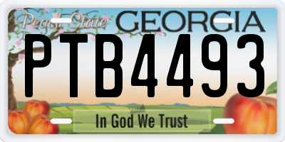 GA license plate PTB4493