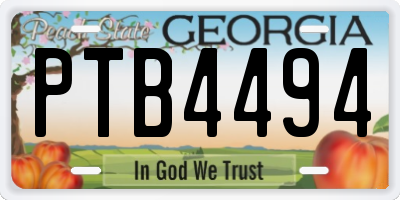 GA license plate PTB4494
