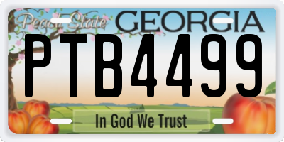 GA license plate PTB4499
