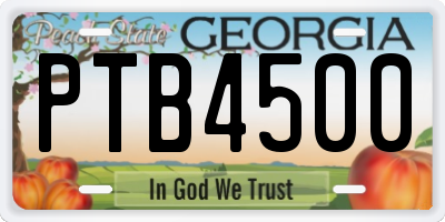 GA license plate PTB4500