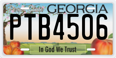 GA license plate PTB4506