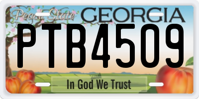 GA license plate PTB4509